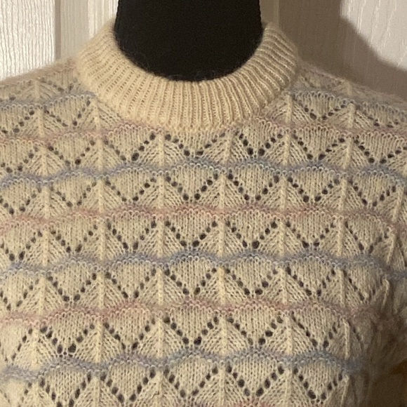 Glenugie of Scotland Shetland/MohairLace Zigzag Knit  Sweater 40 (Sz 6 US) - Picture 2 of 5